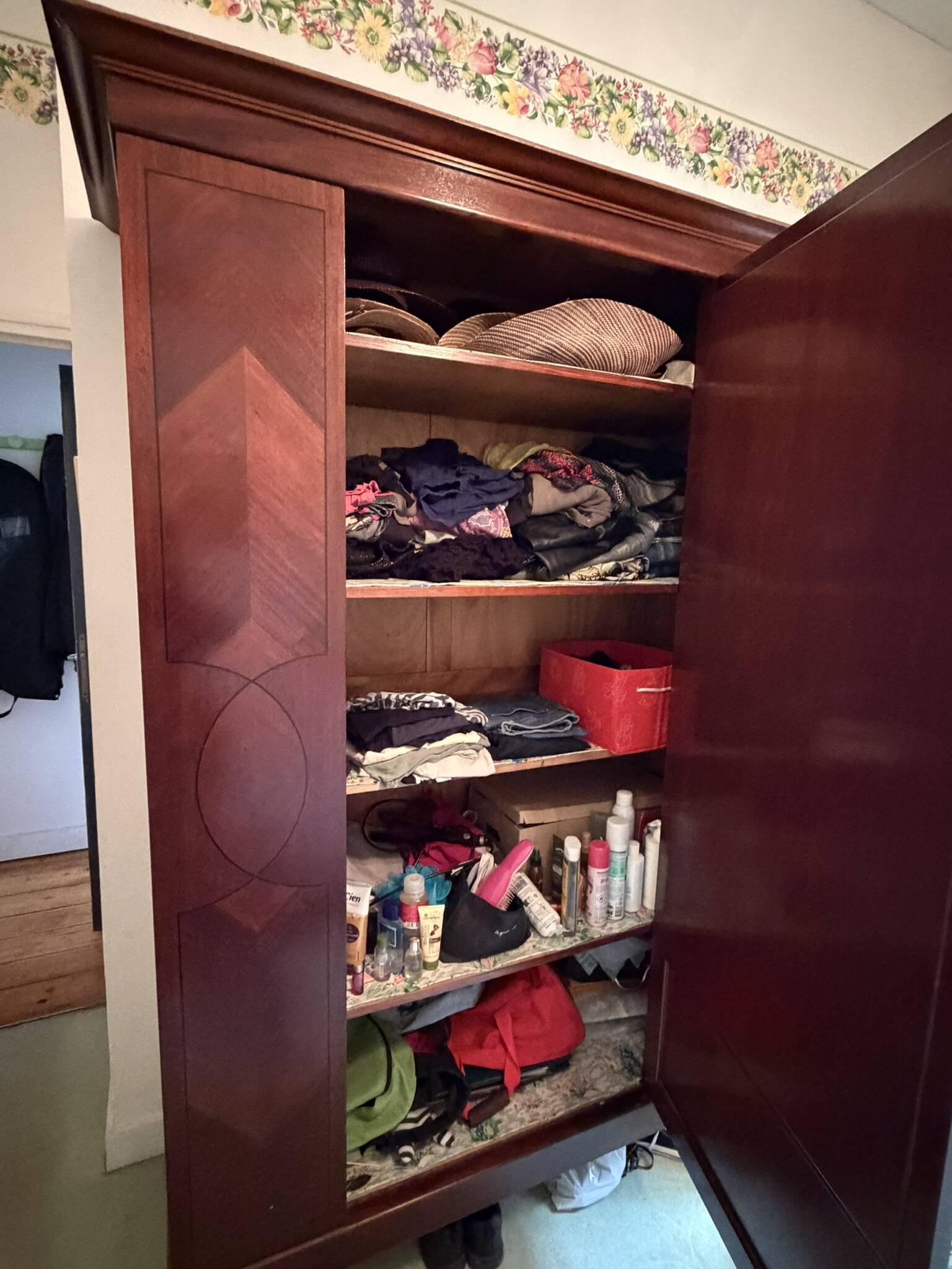 Mahogany inlaid wardrobe with a mirror