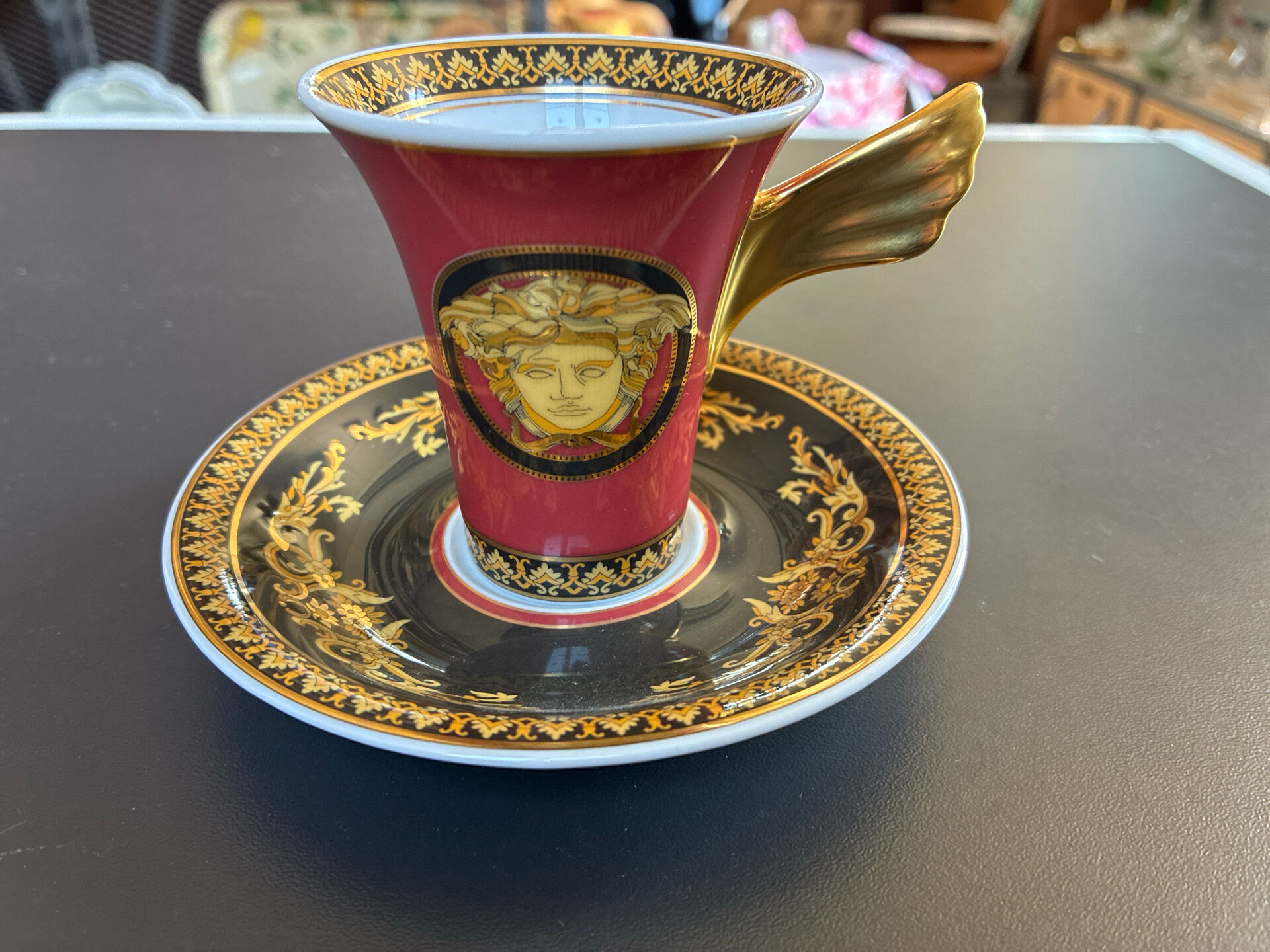 High cup + saucer Versace Medusa red - Rosenthal Ikarus - new