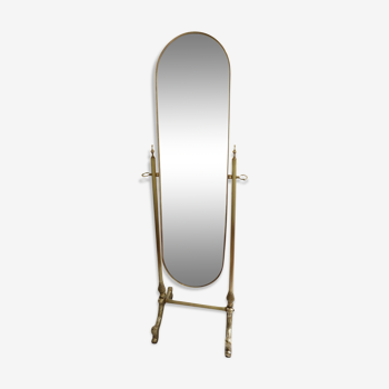 Adjustable floor mirror brass