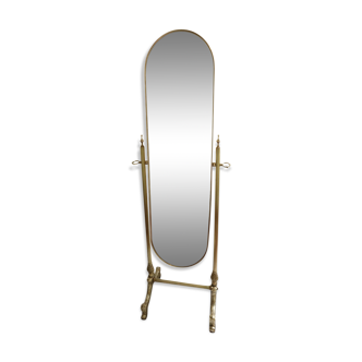 Adjustable floor mirror brass