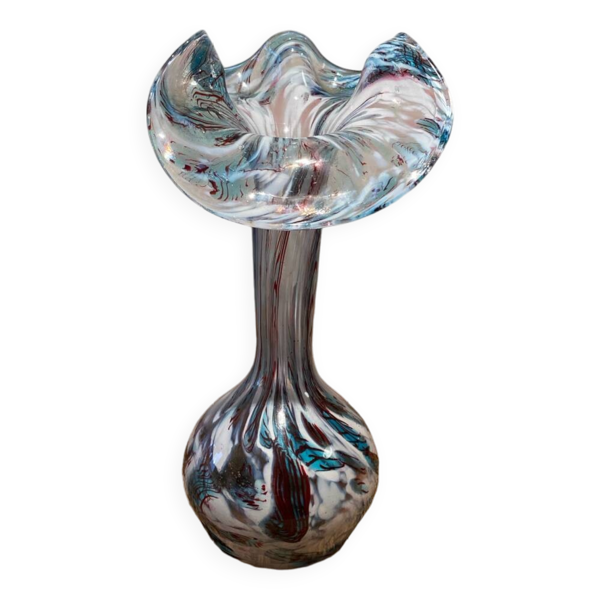 Vase en verre soufflé marbré