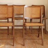 Set of 5 foldable cannate chairs (50s-60s)