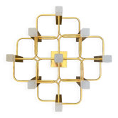 Vintage Brass & Glass Ceiling Lamp Boulanger Belgique Scoliari Gaetano
