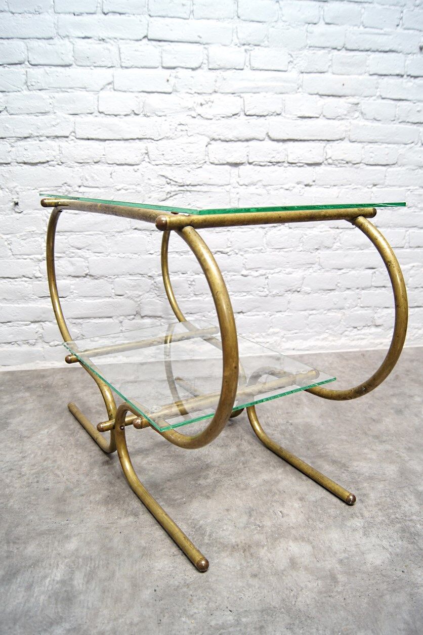 Bauhaus Tubular Brass Side Table, 1930s
