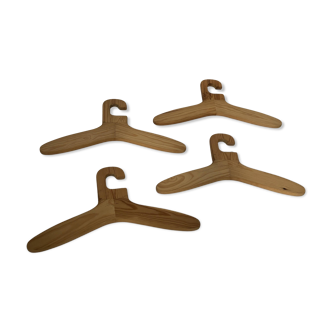 Set of four vintage pine  coat rack, clothes hangers, bohemian