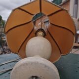 Vintage bedside lamp with scalloped shade