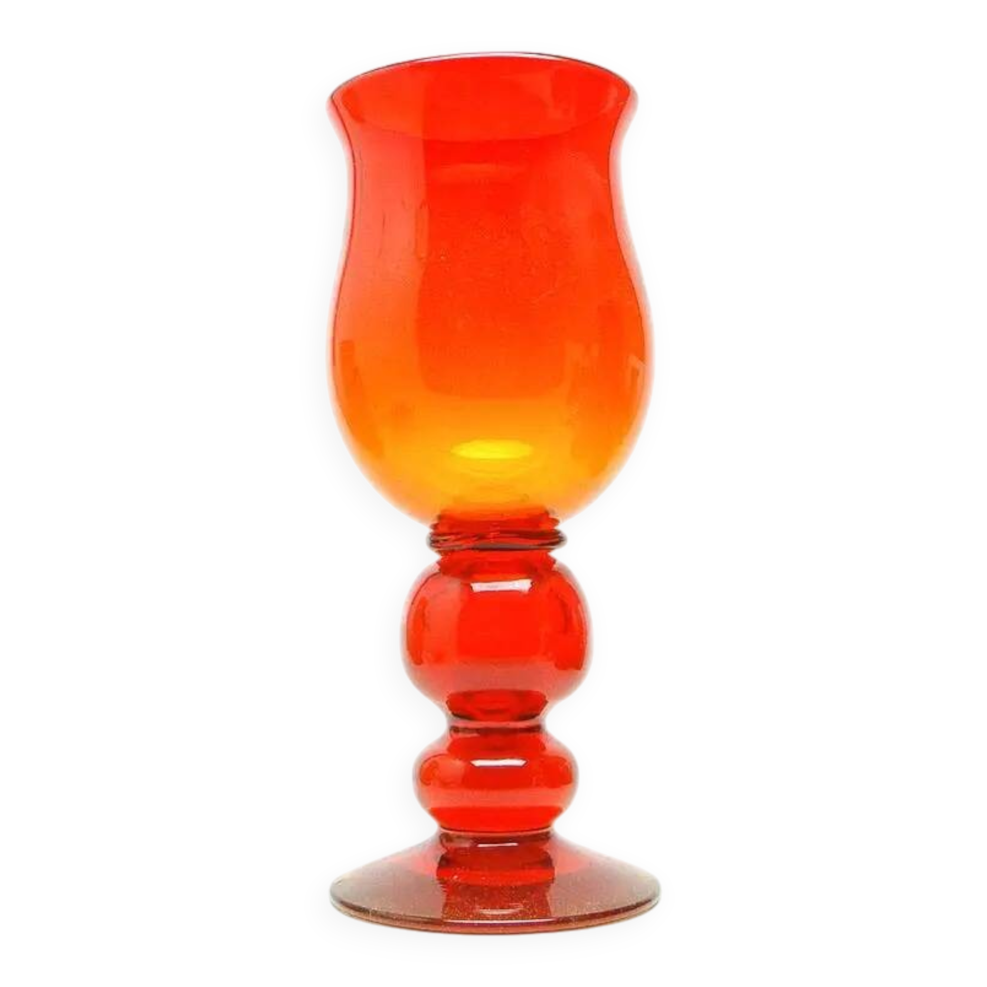 Vase moderniste, en verre orange, conçu par J. Słuczan-Orkusz, Pologne, années 1970