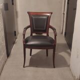 Genoveva armchairs directoire style black leather border gold