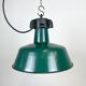 Industrial Green Enamel Factory Lamp with Cast Iron Top, 1960s