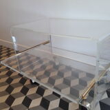 David Lange coffee table on plexiglass wheels Hi-Fi cabinet