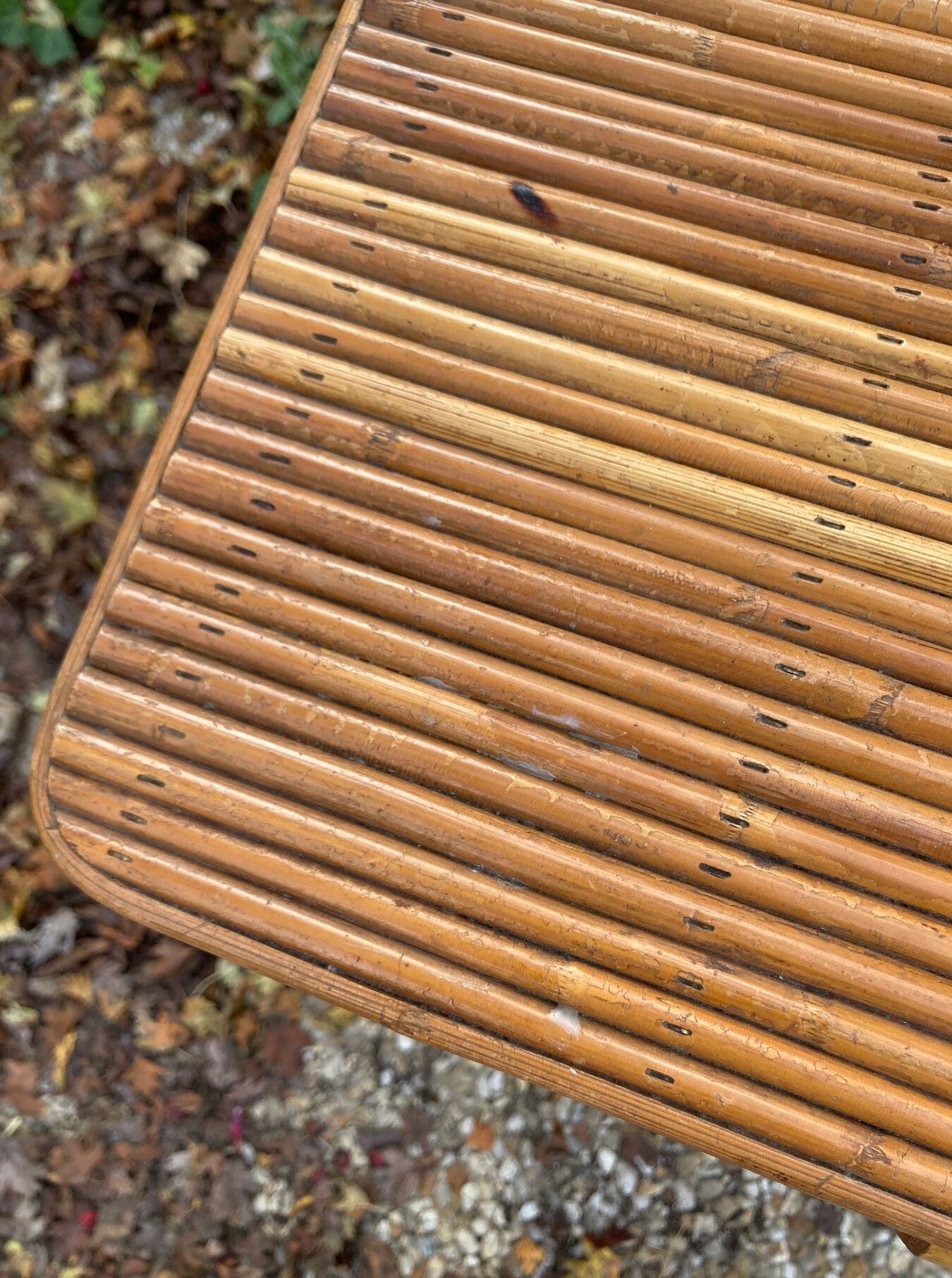 Vintage rattan magazine rack table