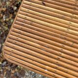 Vintage rattan magazine rack table