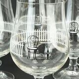 Set of 6 mid century cocktail glasses with beautiful decor 1950s 1960s glasses