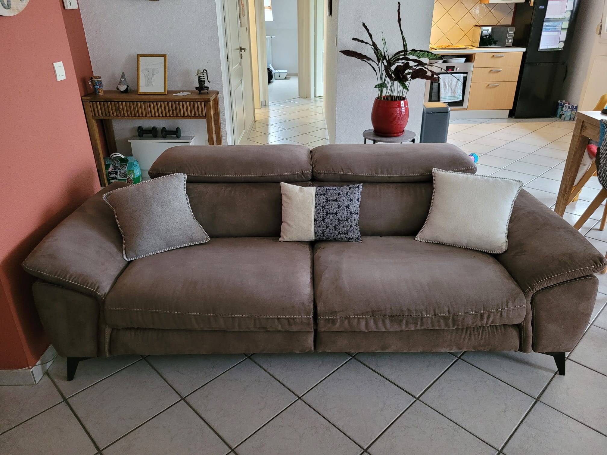 Newport 3-seater taupe microfibre sofa