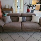 Newport 3-seater taupe microfibre sofa
