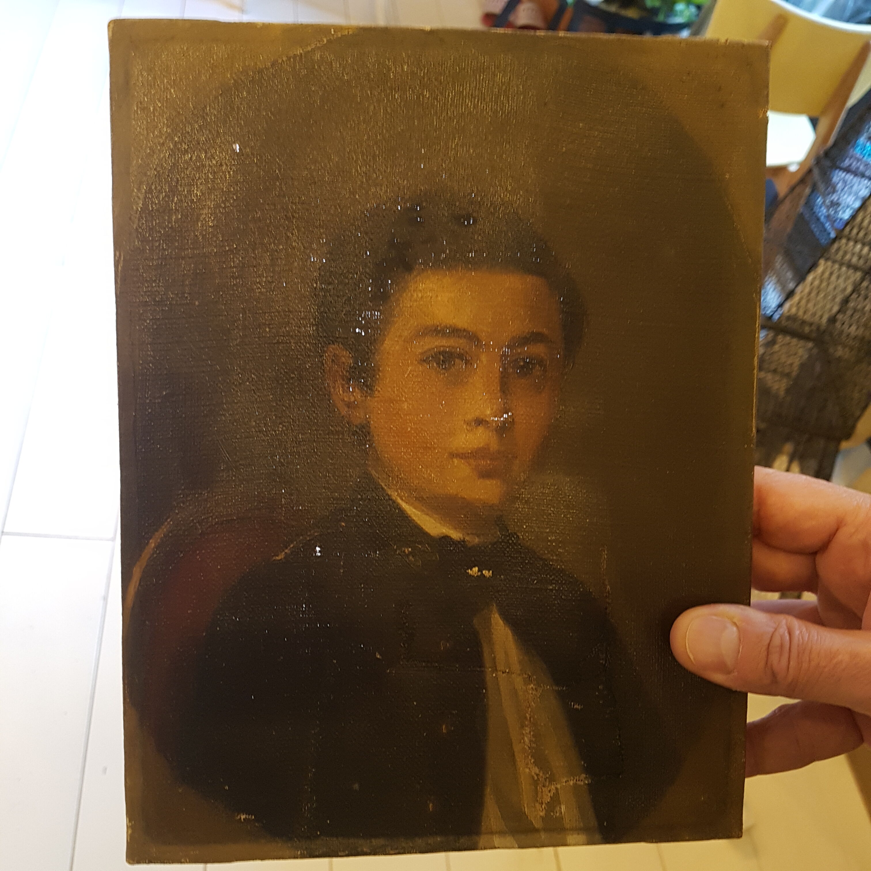 Children's portrait on canvas 19th