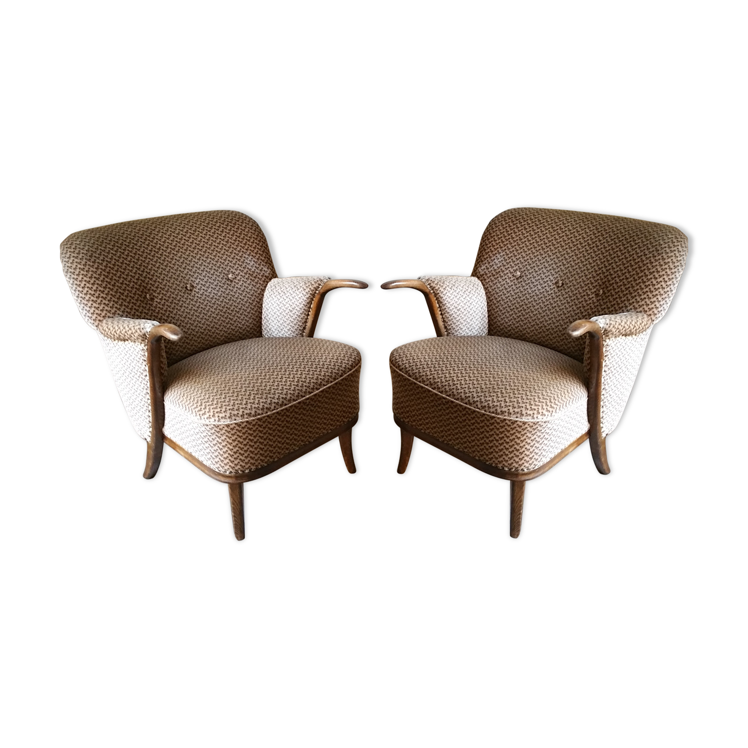 Lot of 2 armchairs sculptural 50 60 years