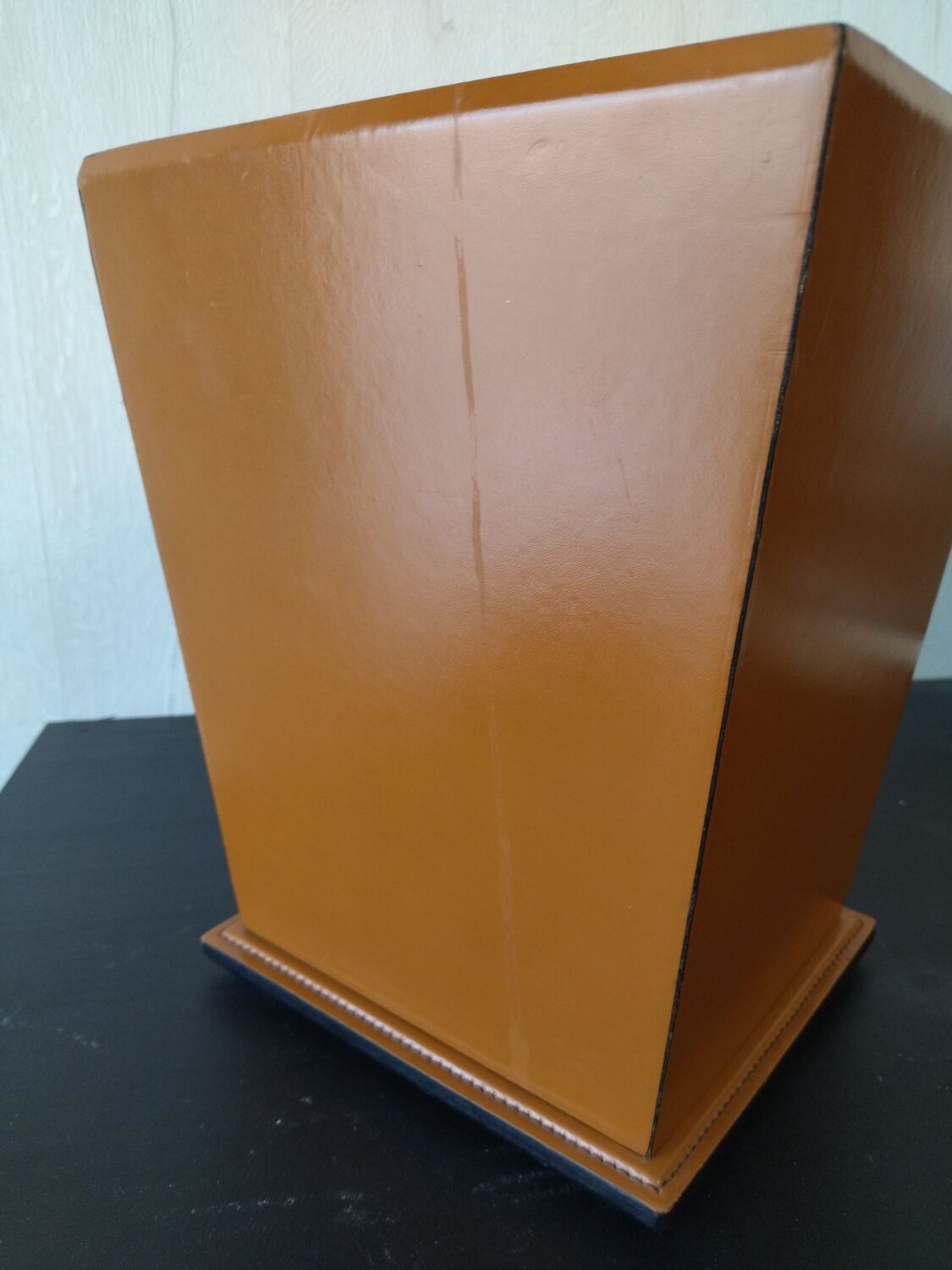 Leather wastebasket