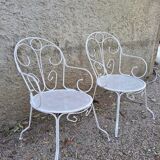 Paire de fauteuil en fer blanc ancien