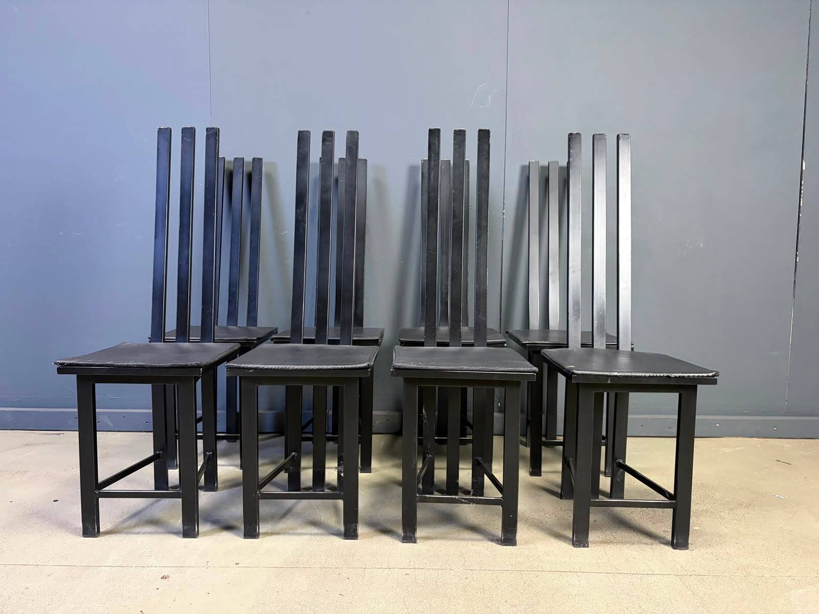 Vintage postmodern dining chairs set of 8, 1980s