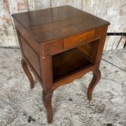 Louis XV Nightstand Table Wood Drawer + 19th Century Oak Vintage Case