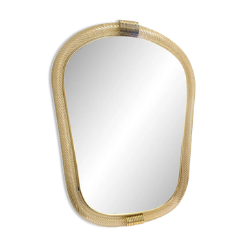 Venetian "Torciglione" Torchon Murano Glass Wall Mirror