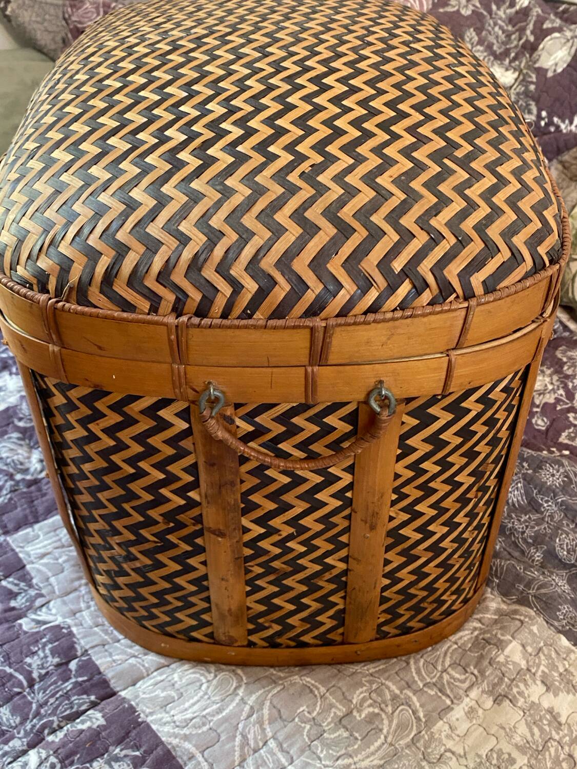 Woven bamboo storage chest