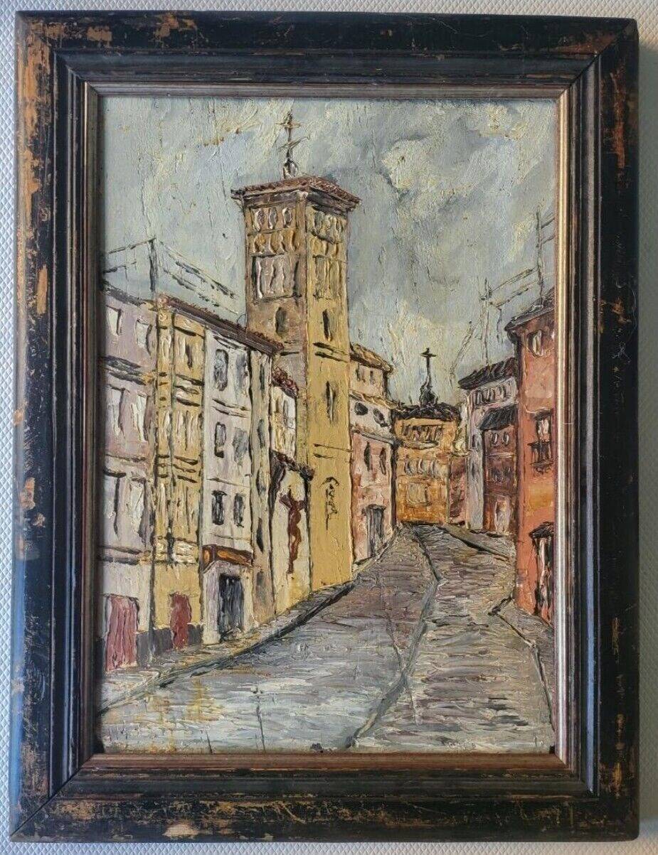 20th Century Framed Original Signed Oil Painting of a City Scene