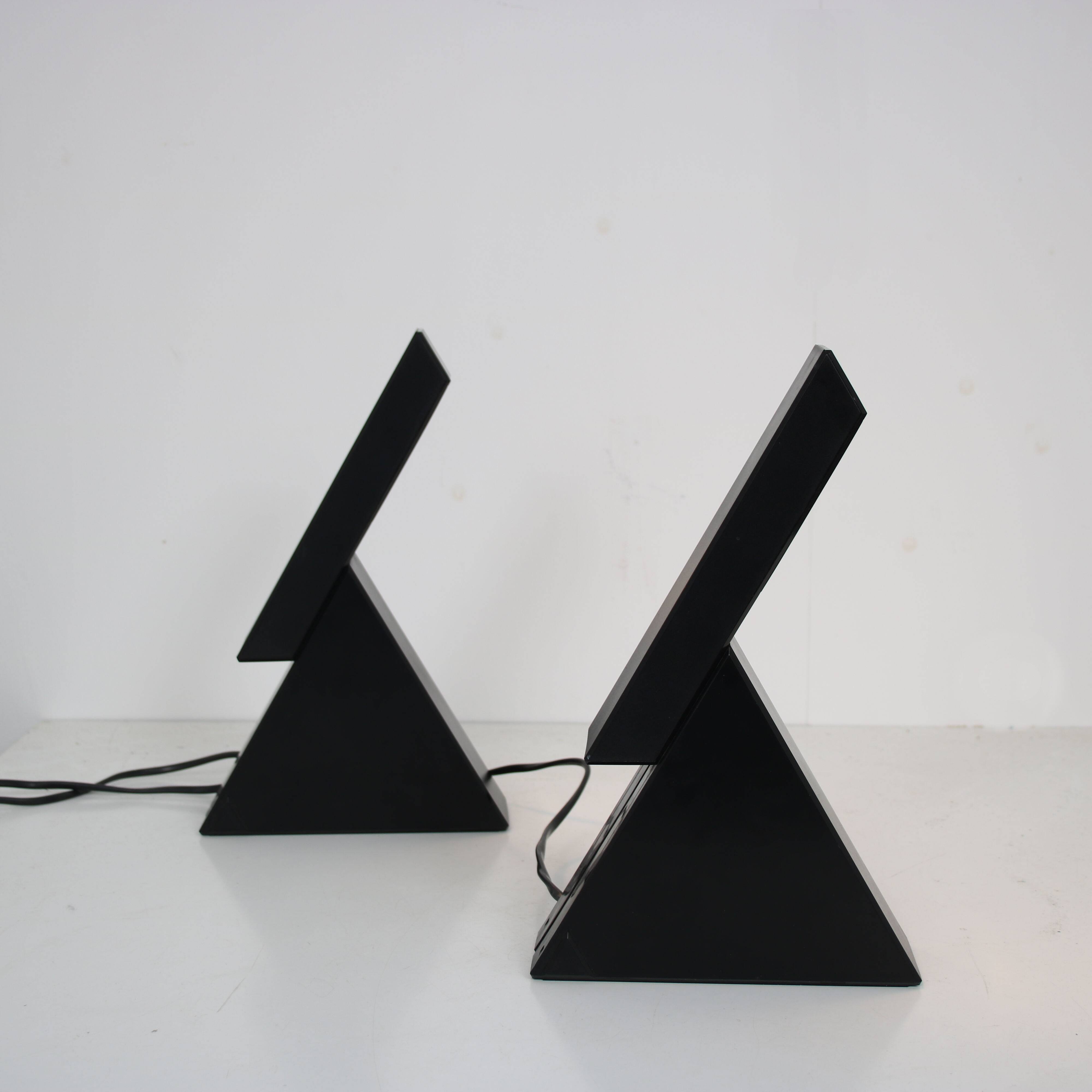 1980s Pair of “Delta” table lamps by Mario Bertorella for JM RDM, Italy