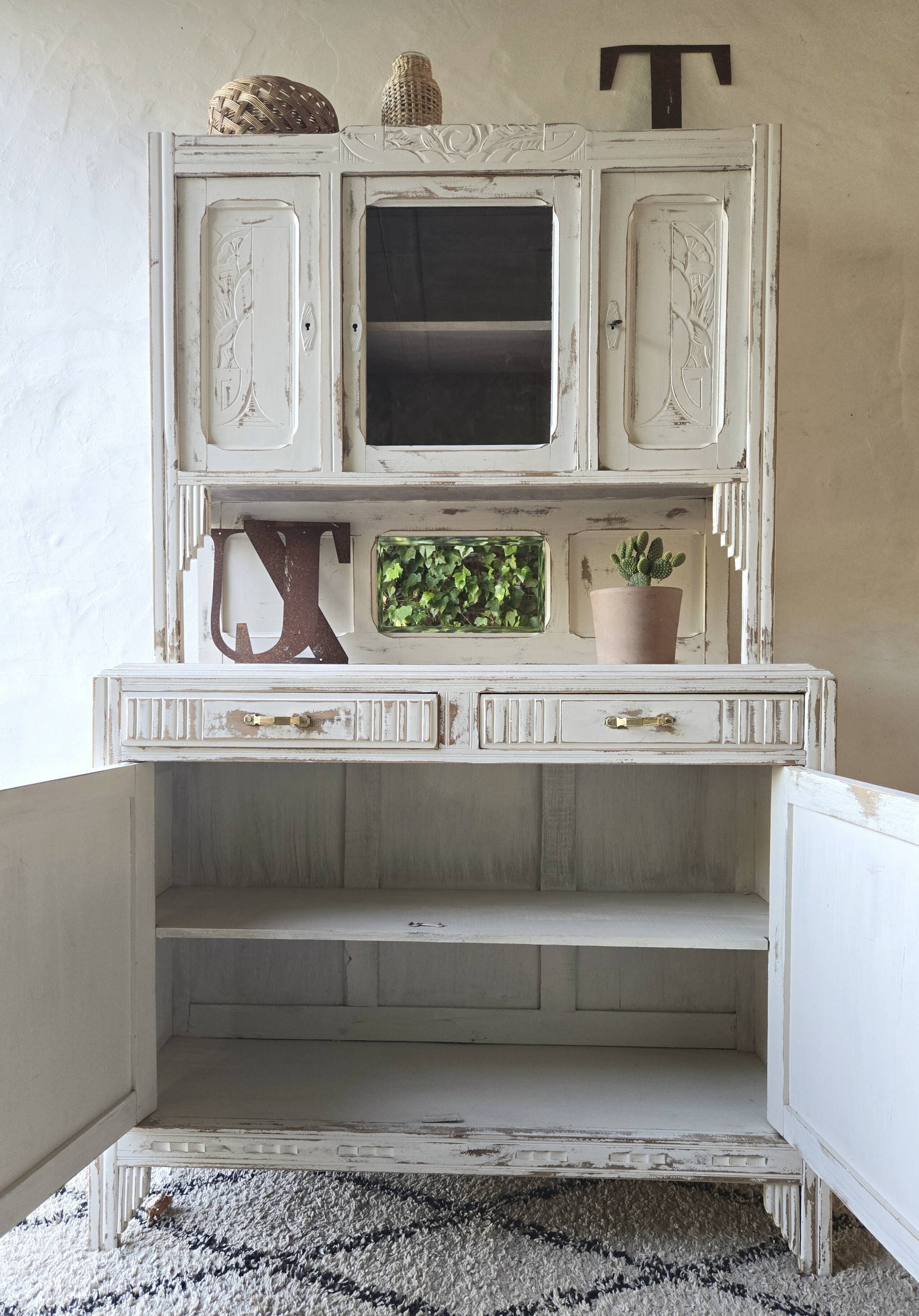 vaisselier art déco, buffet deux corps