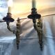 Pair of 1-light bronze wall lamp
