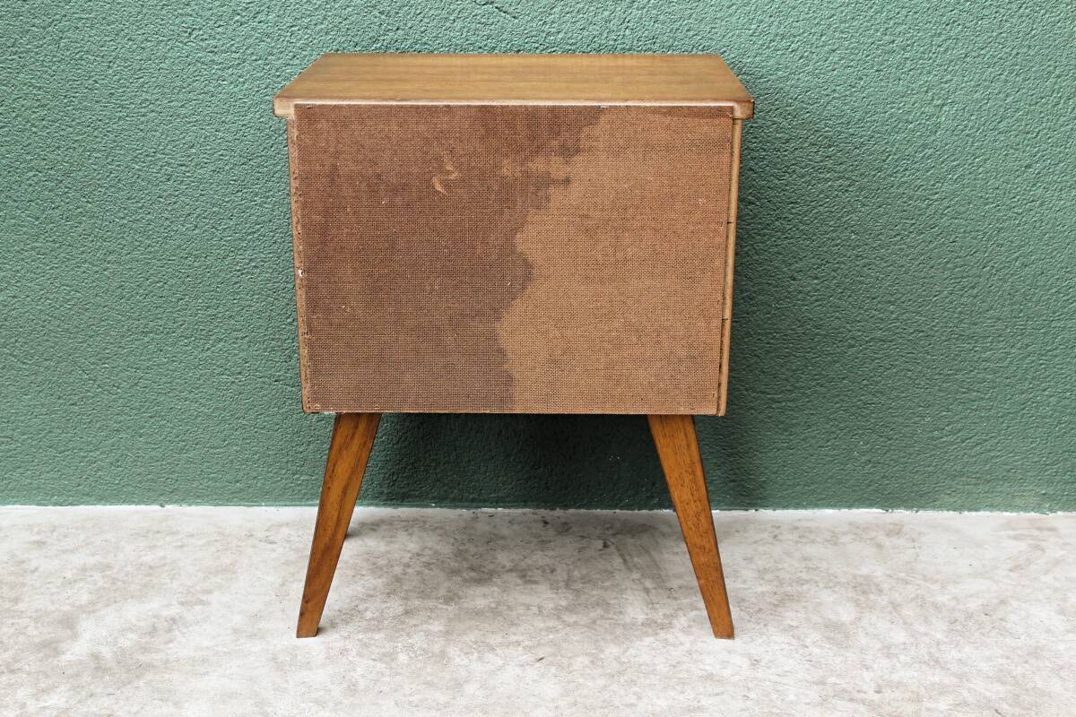 60s bedside table, compass feet