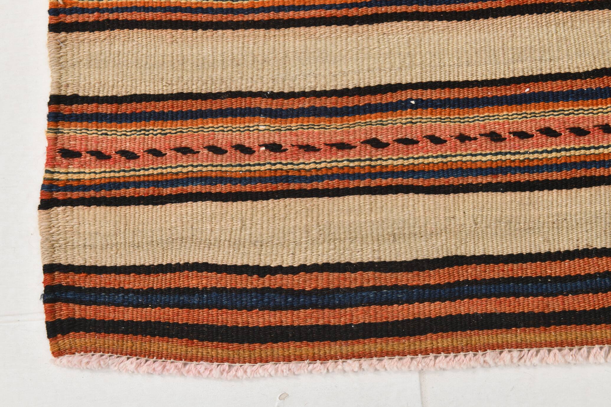 Red & Beige Striped Accent Vintage Kilim Rug, 64x104Cm