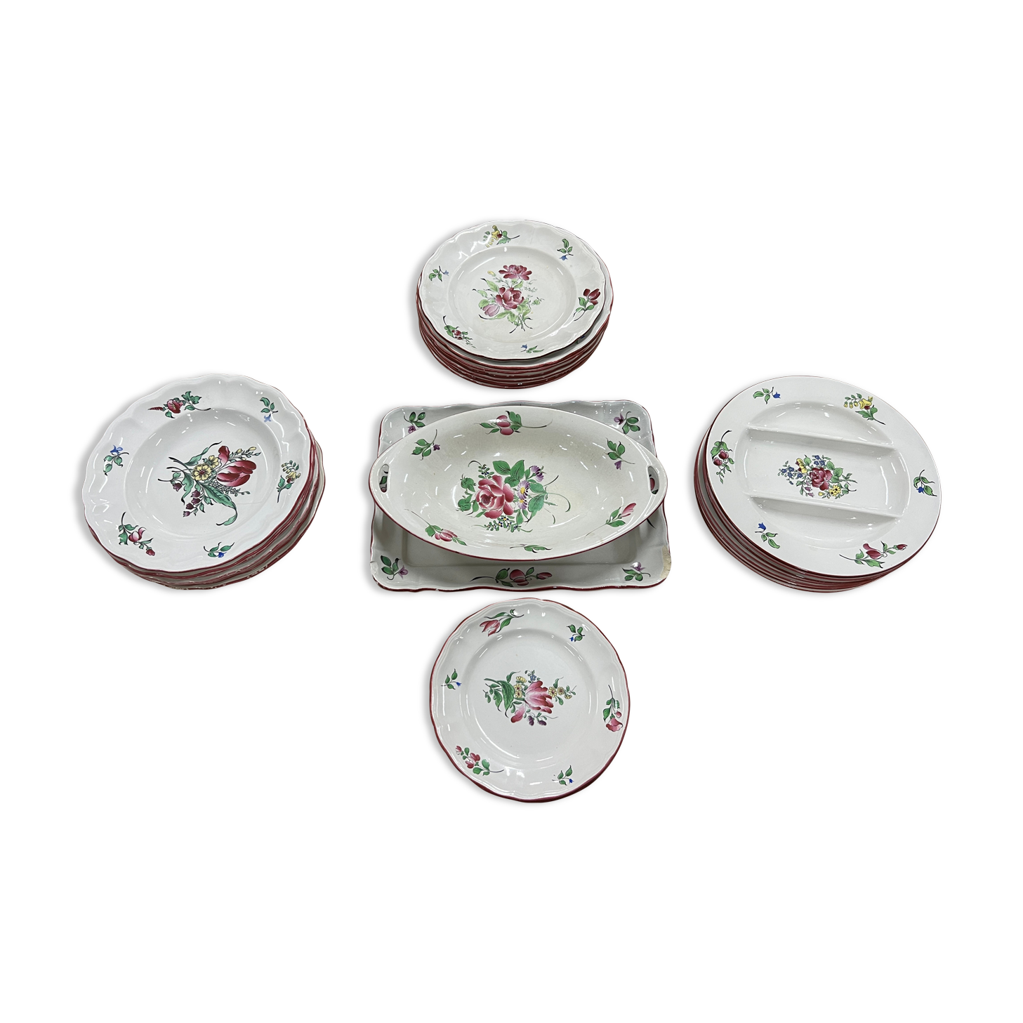 Service 36 pieces in half-porcelain of Luneville