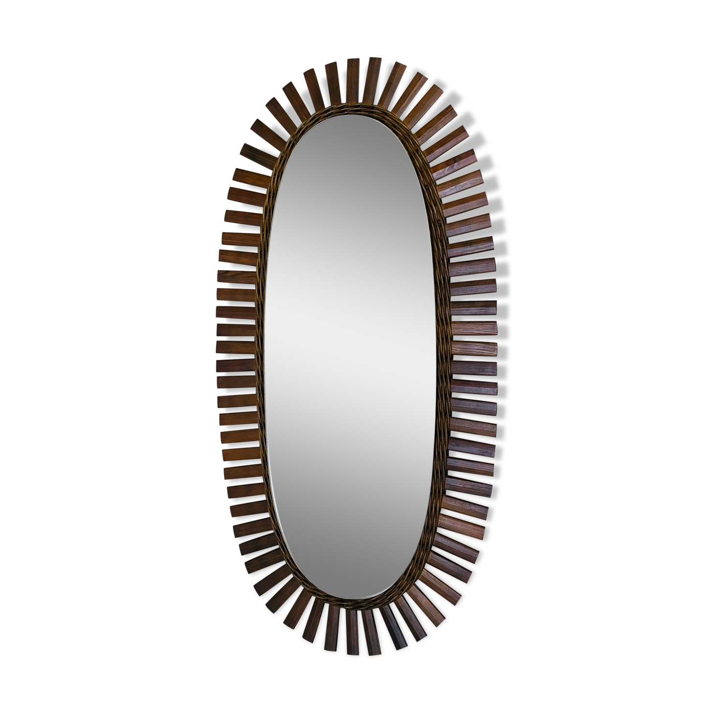 Mirror sun rattan oval 102 x 51 cm chic jungle style