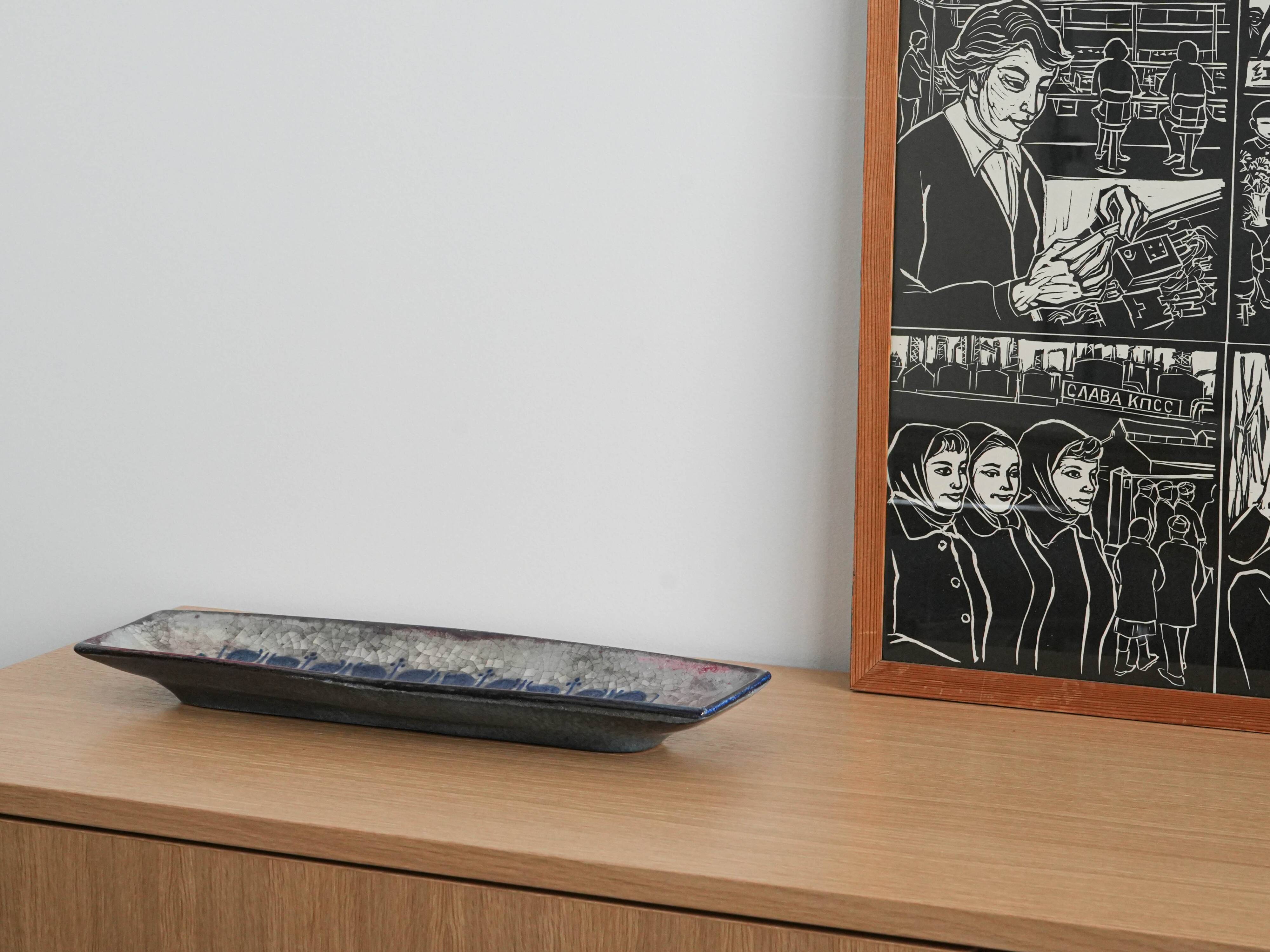 Ceramic platter, Danish design, 1960s, designer: Marianne Starck