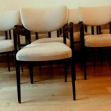 Suite of eight design chairs from the 60s in 10th century blackened wood