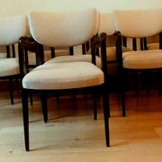 Suite of eight design chairs from the 60s in 10th century blackened wood