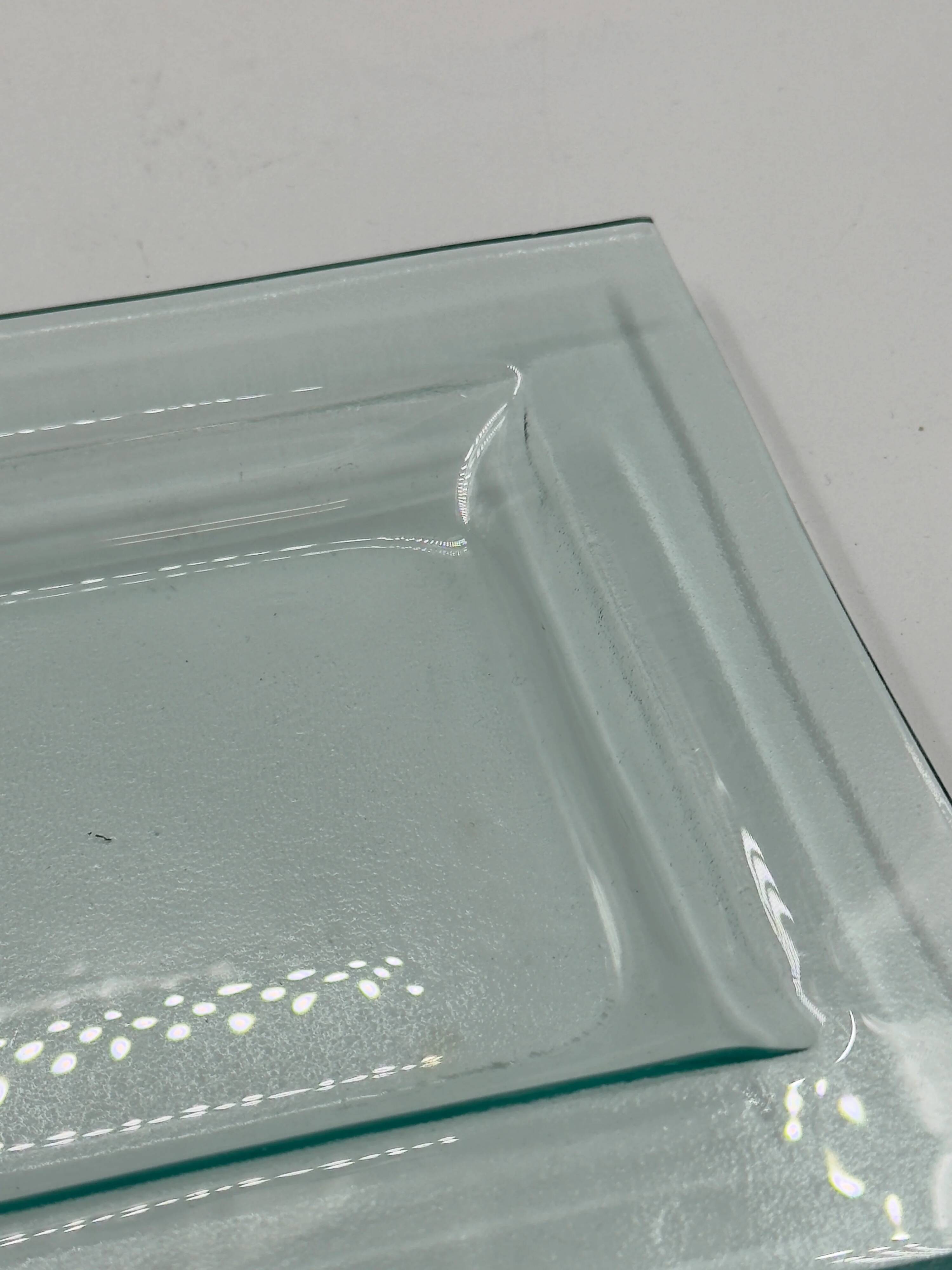 Plateau de service vintage en verre à deux compartiments