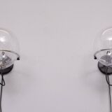 set Basket-Globe wall lamps with raindrop glass bowl by Raak, 1970s