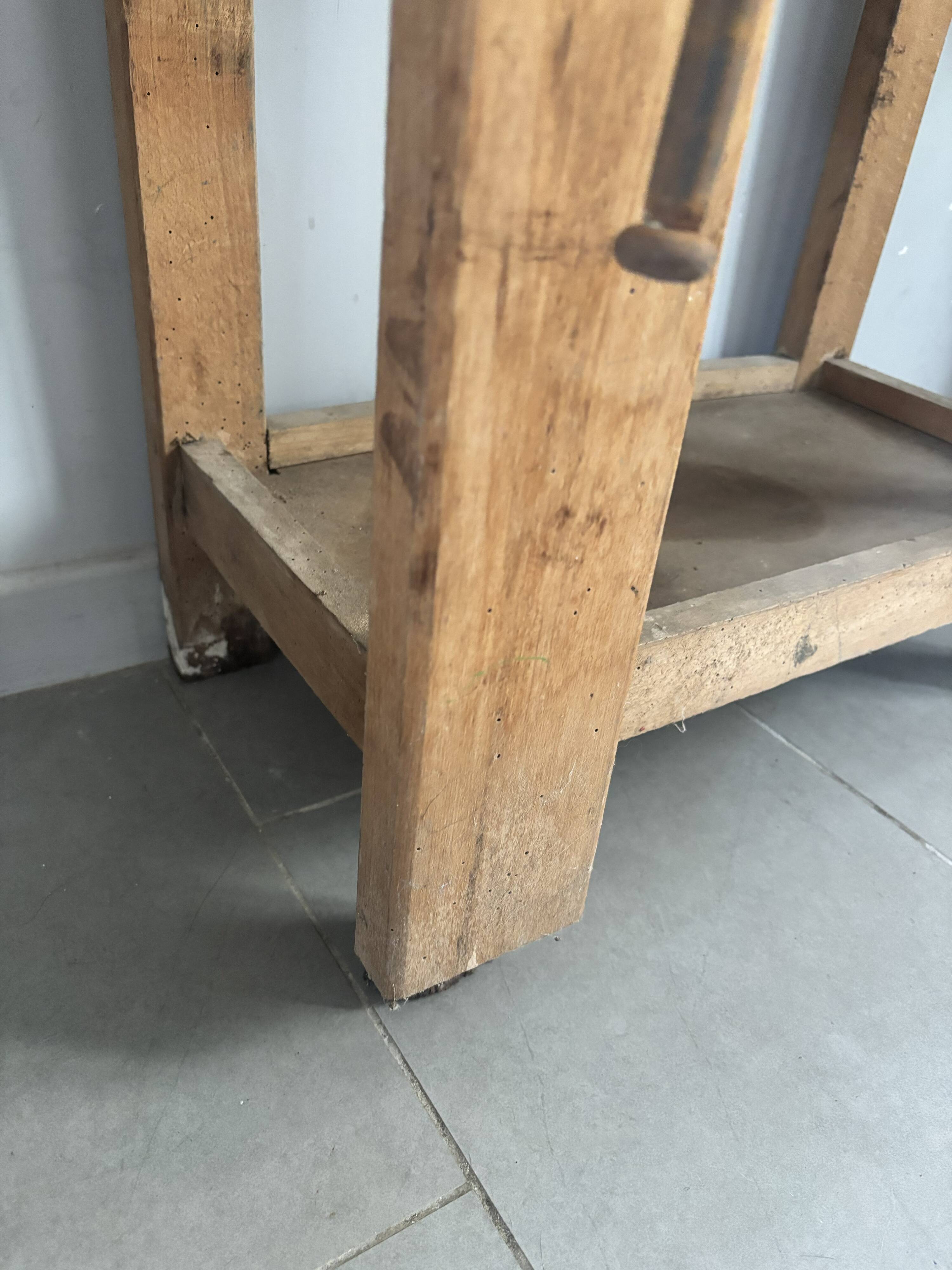 Genuine vintage wooden workbench from the 1960s stamped Grenade.