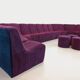 Vintage Snake modular sofa composed of 11 armchair modules and 3 velvet fabric poufs