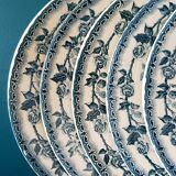 Set of 5 old blue flat plates H.B.&Cie