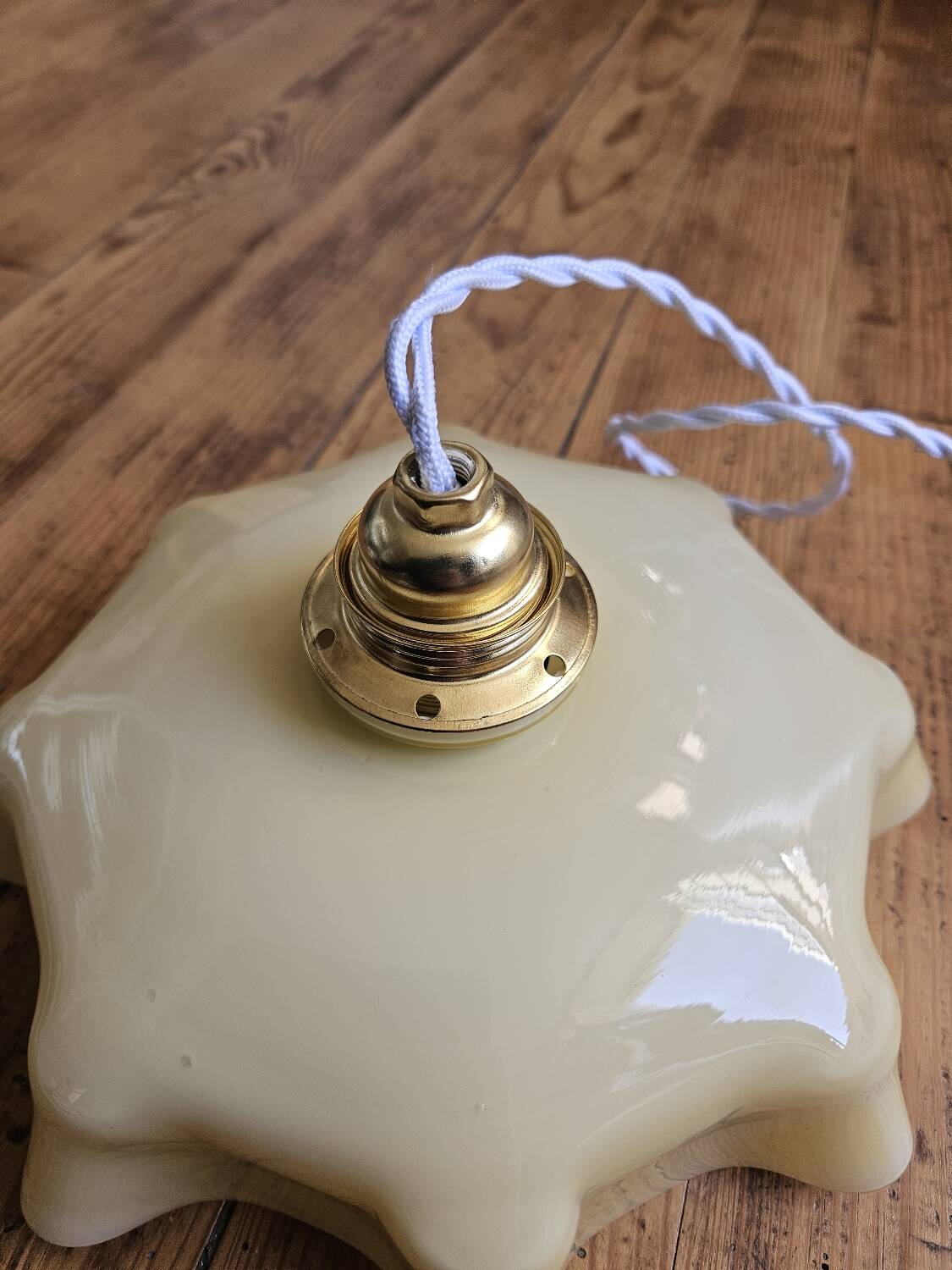 Pastel yellow opaline pendant light