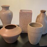 Series of 5 vintage beige ceramic vases