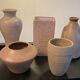 Series of 5 vintage beige ceramic vases