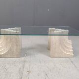 Vintage travertine coffee table Italy , 1970s