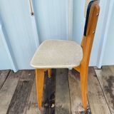 Antique Scandinavian Wooden Chair + Vintage Grey Vinyl Seat & Backrest