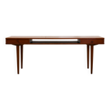 1950s Danish Teak Coffee Table with Drawers and Pull-Out Tray