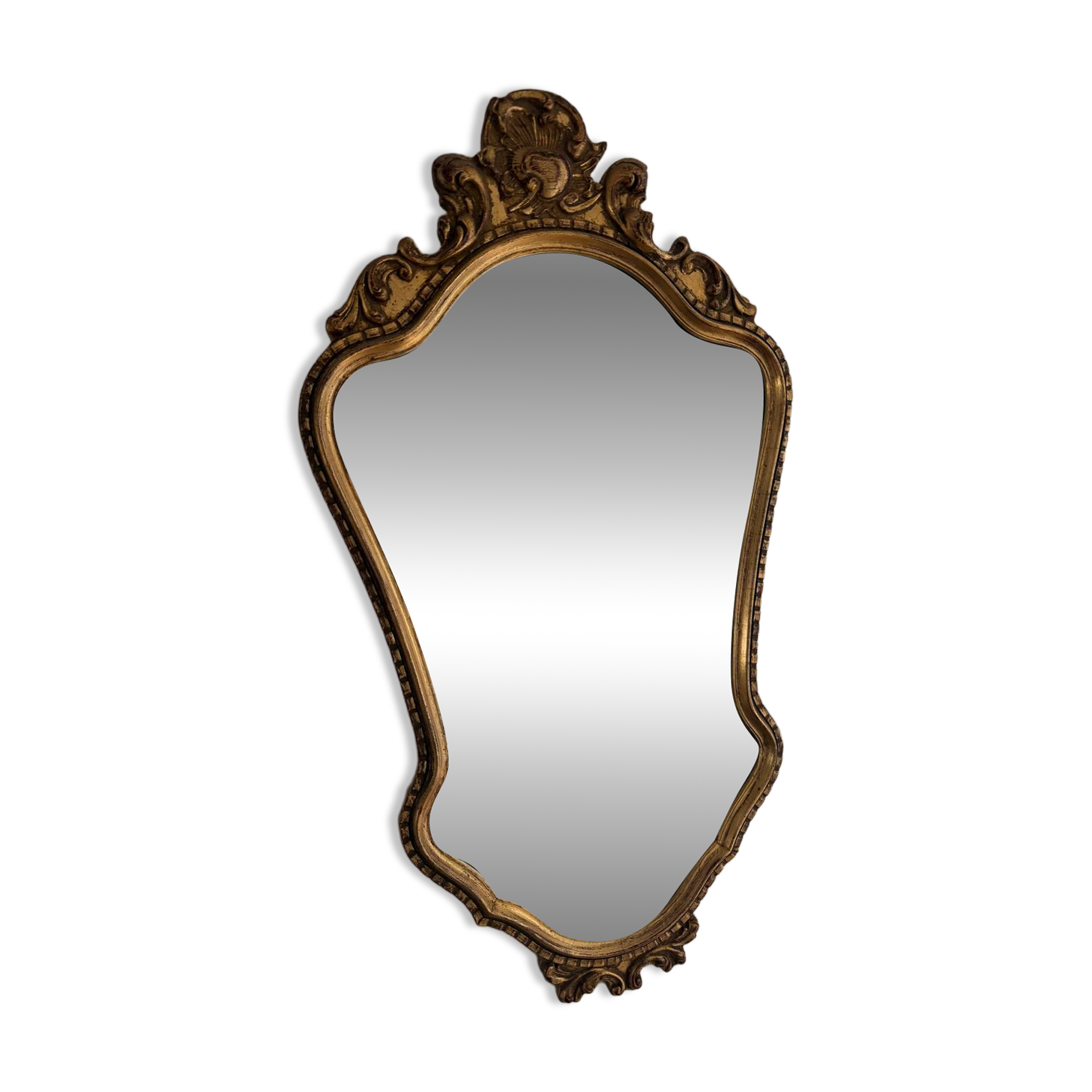 Magnificent baroque mirror in gilded wood, France 1950s.